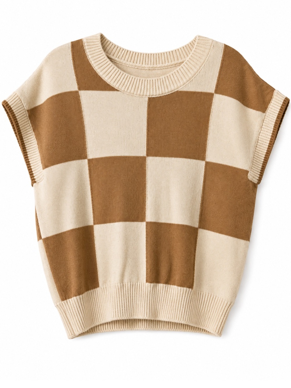 Moon & Madison Checker Knit Sleeveless Sweater - Picture 2 of 4